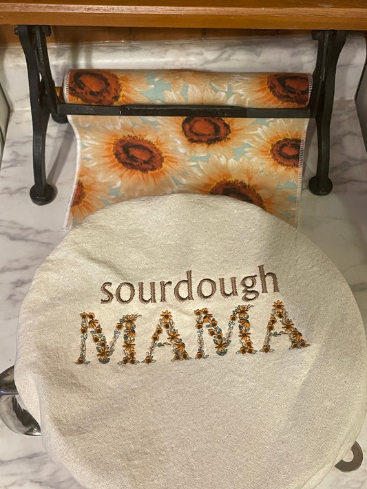 Sourdough MAMA 100% US cotton (embroidered) bowl cover